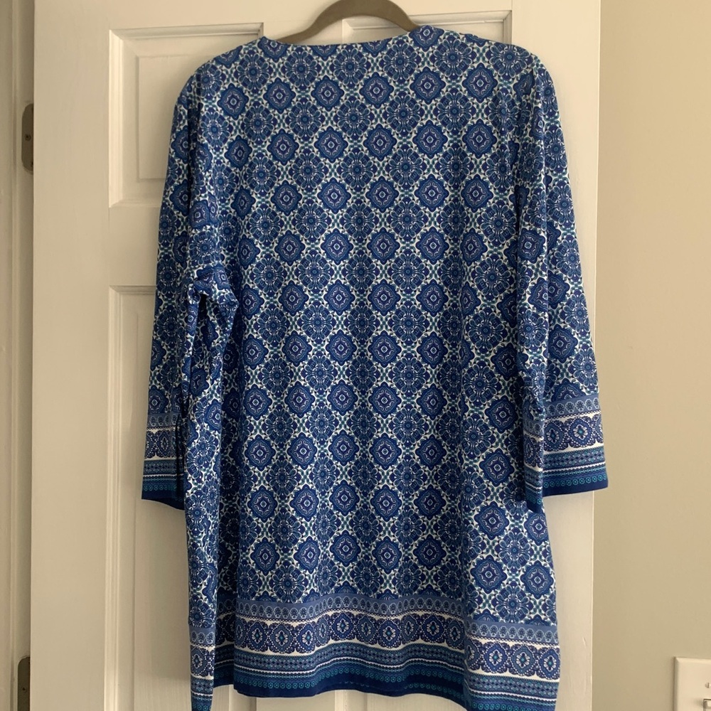 Coolibar Blue Patterned Notch-Neck Tunic - Picture 3 of 6